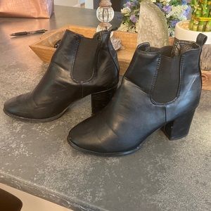 Black leather ankle booties